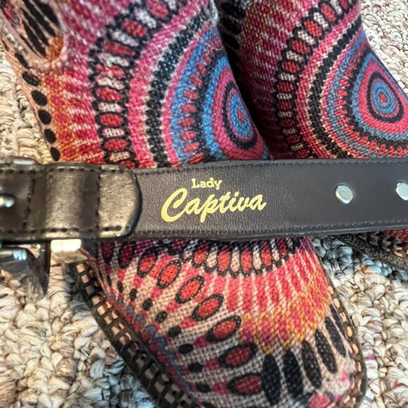 Lady Captiva Brown Belt, Engraved Silver Concho Southwest Cowgirl, Size Medium - Picture 7 of 11